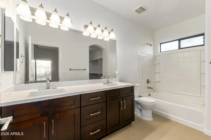 Primary Bath with Dual Sinks, Shower/Tub Combo & Walk-in Shower
