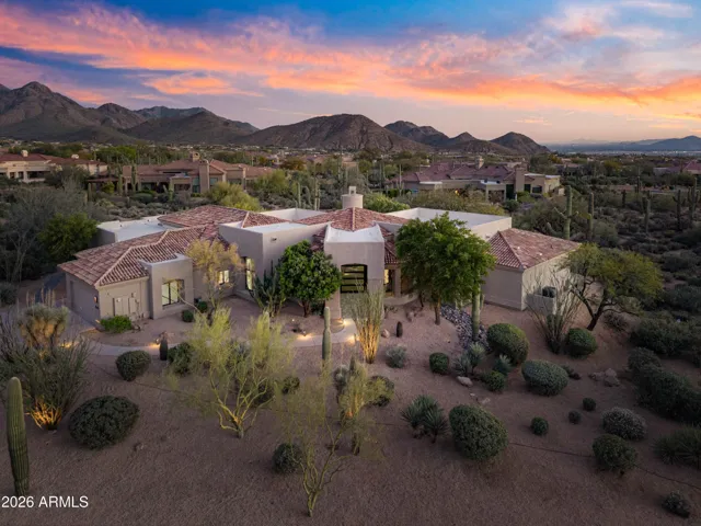 Twilight with landscape lighting
