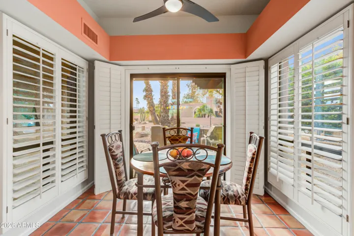 Kitchen table overlooking front patio