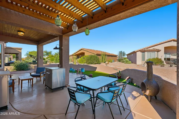 Covered patio with custom wood pergola