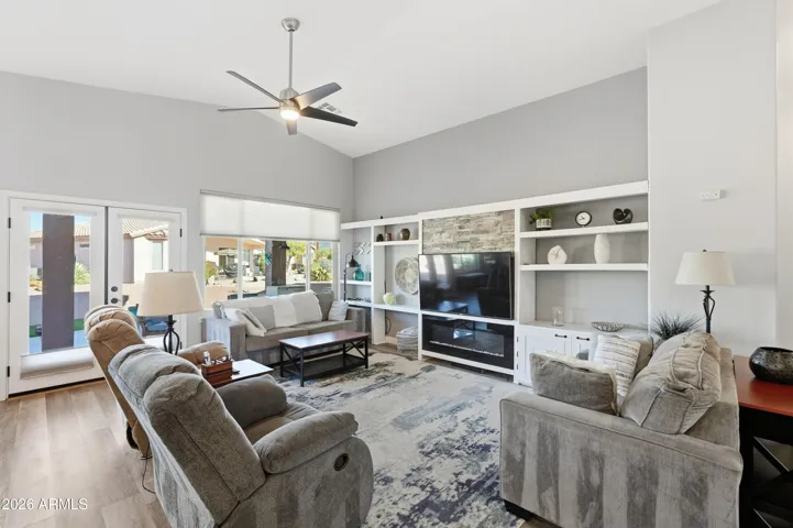 Great room with Built in Entertainment center with fireplace insert