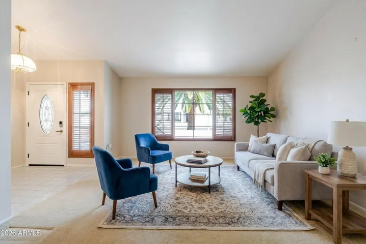 The living room with virtual staging.