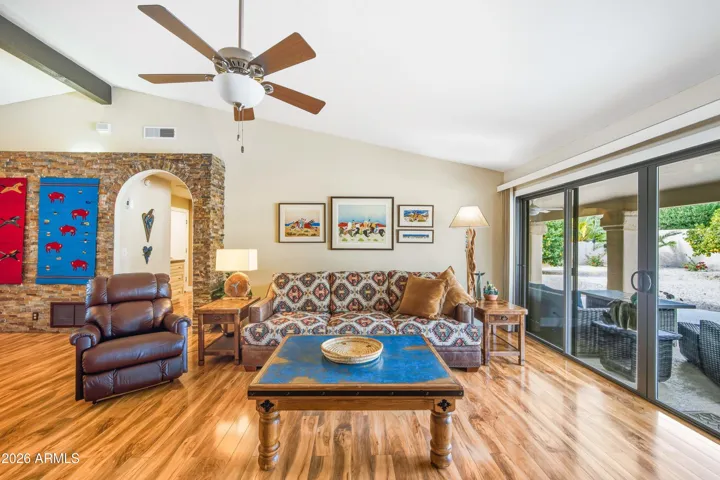 Great room with large sliding doors