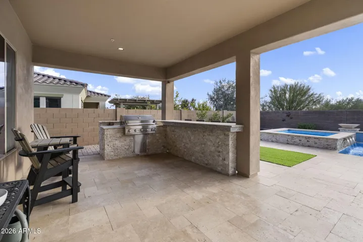 Outdoor built-in BBQ area.