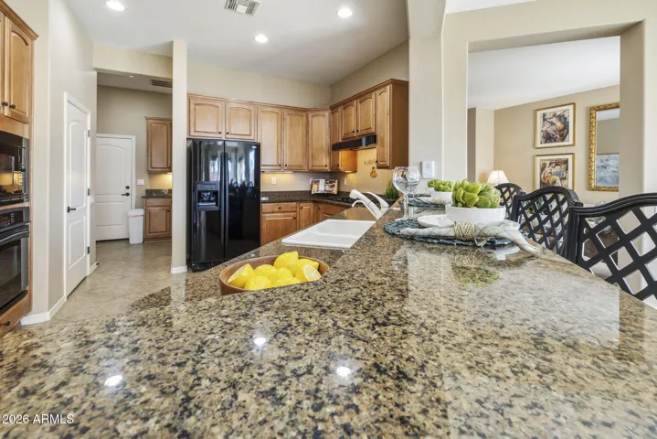 Granite counters with easy access to casual dining