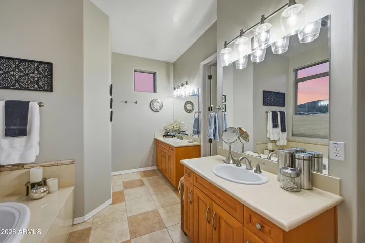 Primary bath with separate vanities