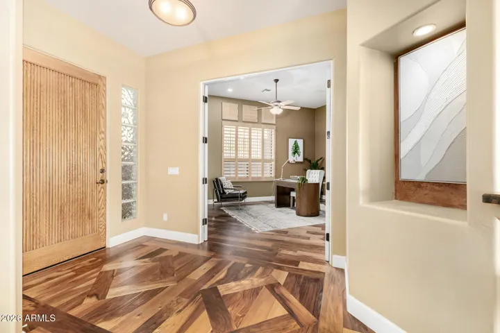 The Foyer - Beautiful Warm Teak Plank Flooring