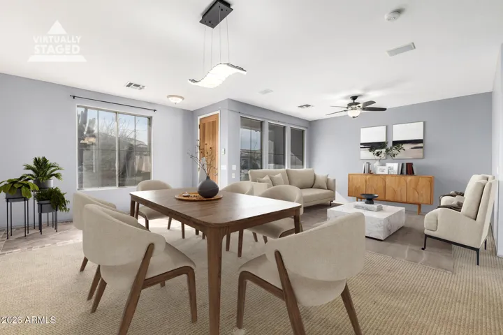 Living room, dining area