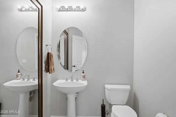 Powder room first floor off garage