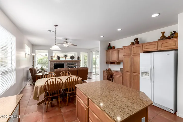 kitchen island with granite countertops