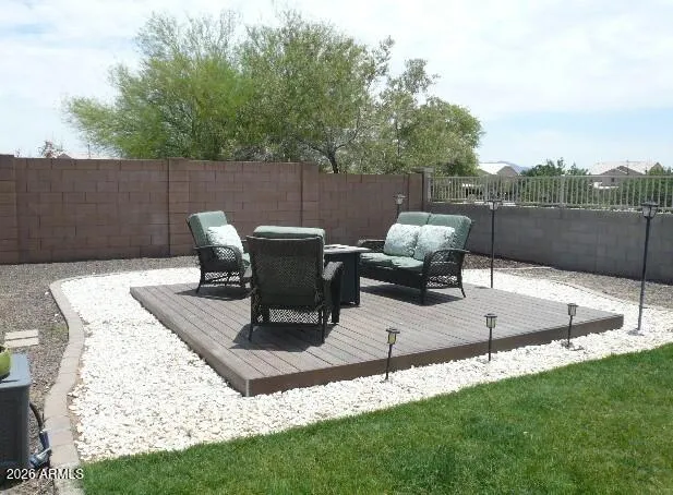 Raised deck perfect for a fire pit and furniture...