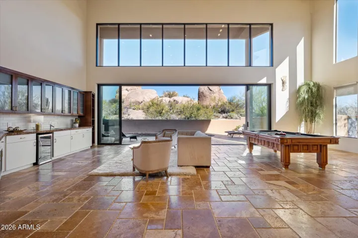 A slider wall that opens the interior to the outside