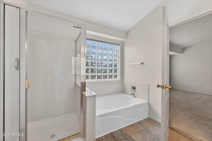 Separate tub and shower