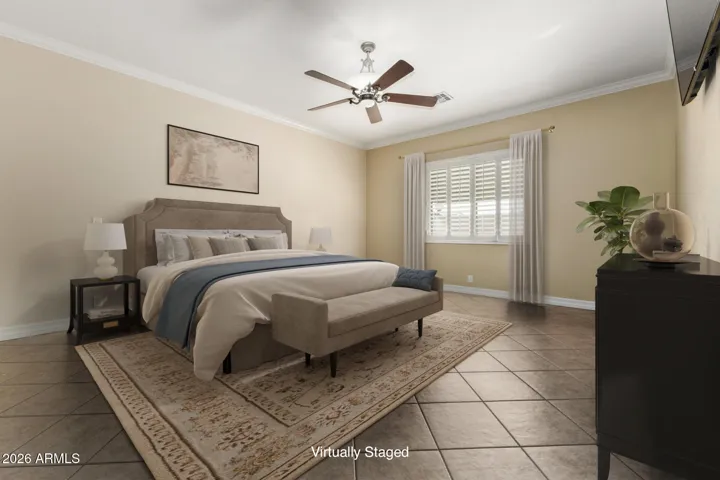 Virtually staged - HUGE Primary bedroom with plantation shutters