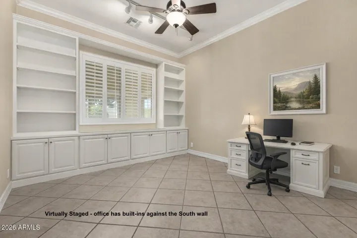 Virtually Staged - this room DOES have shelves/cabinets built in