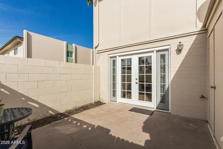 Private patio with ample storage