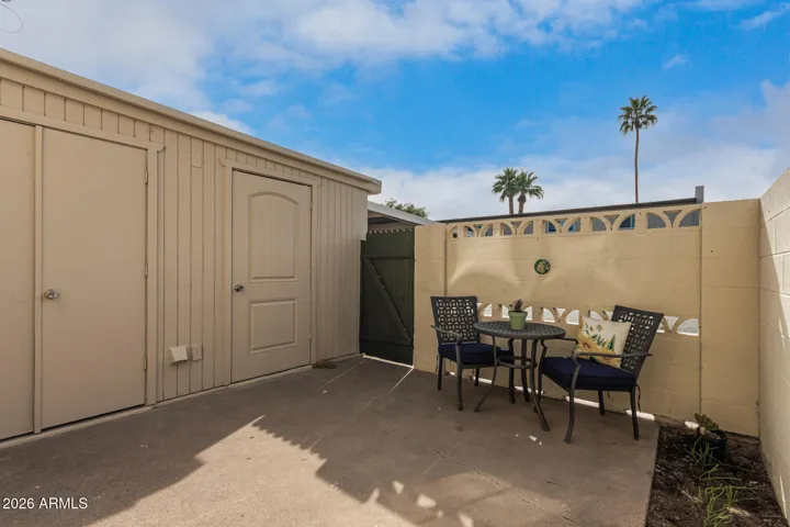 Private patio with ample storage
