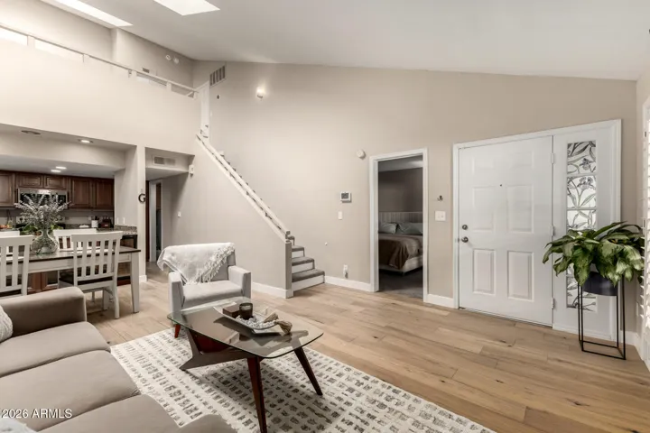 The vaulted ceilings really open up the space here.
