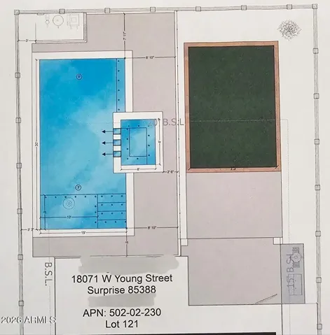 Potential pool plan - mockup sellers had done showing ample room for a pool + play area!