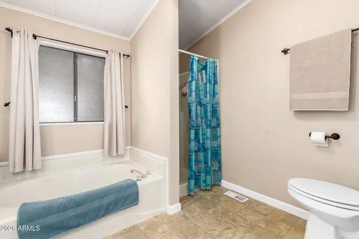 Separate tub and shower in the Master Bathroom