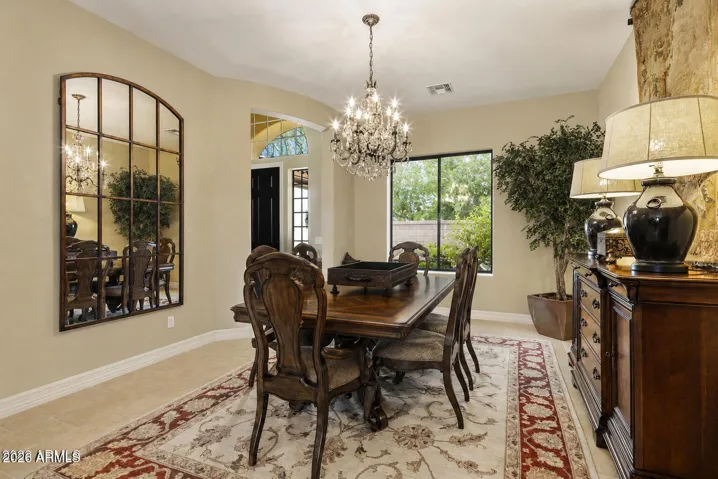 The formal dining area is spacious.