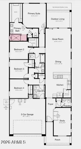 Additional Highlights Include: Marble super shower at primary bath, 5" baseboards, interior paint package, gas cooking, and tile in the main living areas.