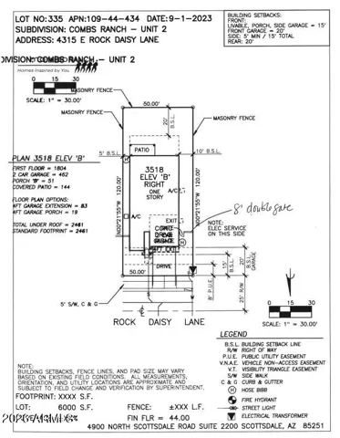 4315 E Rock Daisy Lane Preliminary Plot Plan
