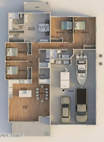 Labyrinth Floor Plan - 5 Bedroom Option - 3D