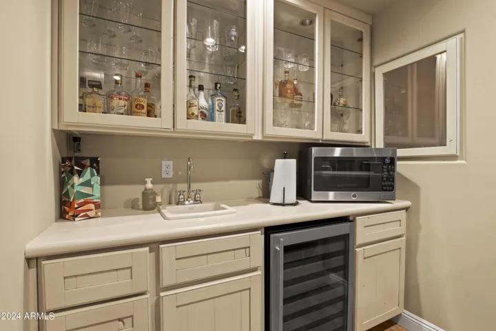 Wet bar and wine fridge.