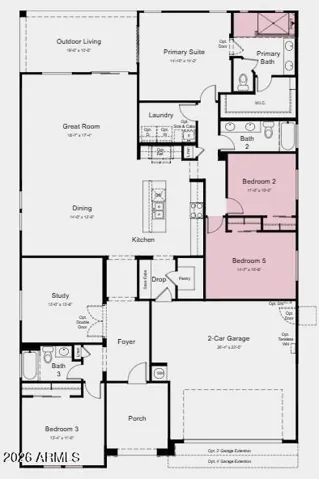 Additional Highlights Include: Paver front porch/driveway, bedroom 5 in place of tandem garage, super shower at primary bath, 10' ceilings, 8' interior doors, and quartz countertops at kitchen.