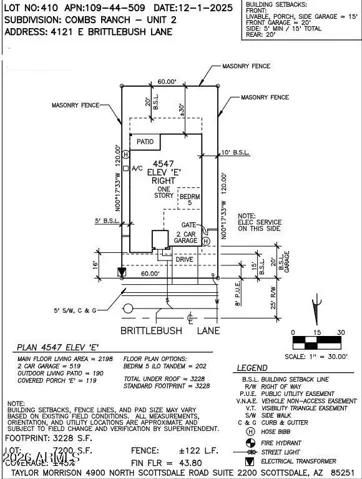 4121 E Brittlebush Lane preliminary plot plan