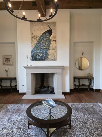 Tall Fireplace with Dual Niches adds Architectural Details to the Space.