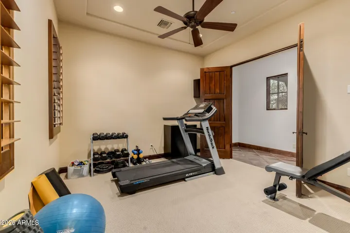 Primary Closet 2 has Separate & Direct Entrance to Gym Room. Double Door Entry from Corrridor.