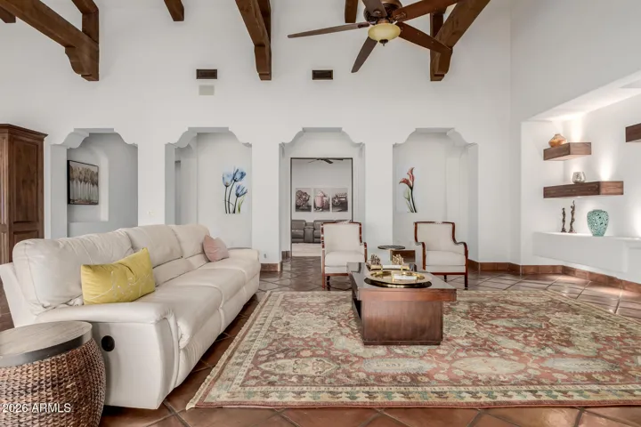 Back to the Great Room. Notice the Media Room Door Behind the Arches.