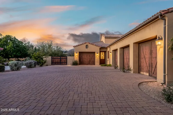 Extensive Paver Sideyard to Garage. 4 Car Garage Stalls