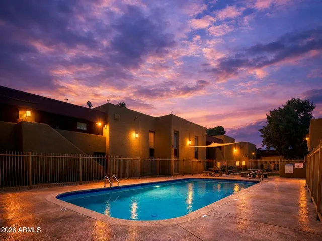 Community pool at twilight
