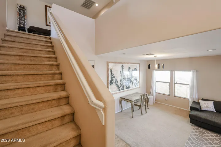 No need to struggle getting your Grand furnishings upstairs. Wide open stairway