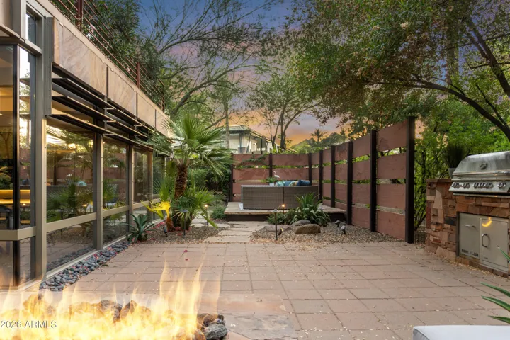Largest ground-floor patio in the community, with Camelback Mountain to the west
