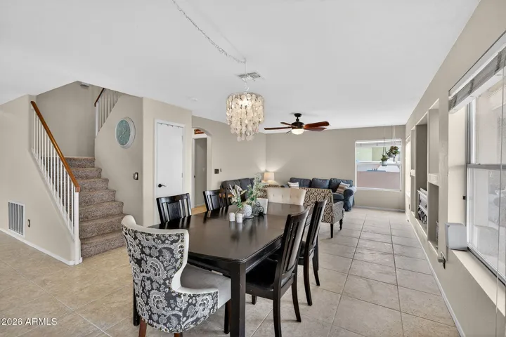 Dining area with smart Alexa chandelier