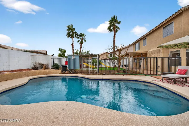Fenced pool area