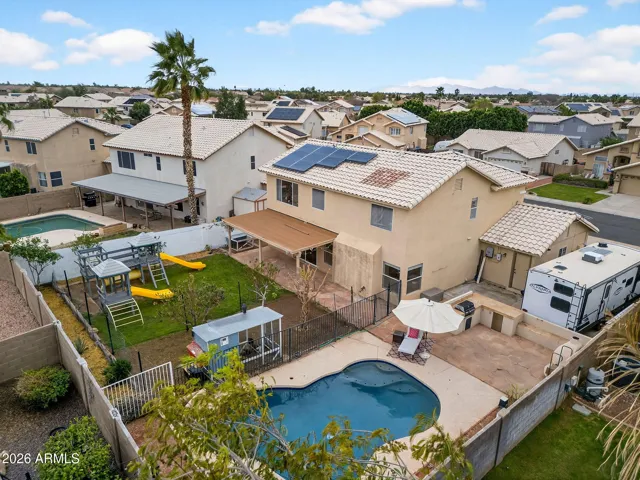 Aerial view of this large lot