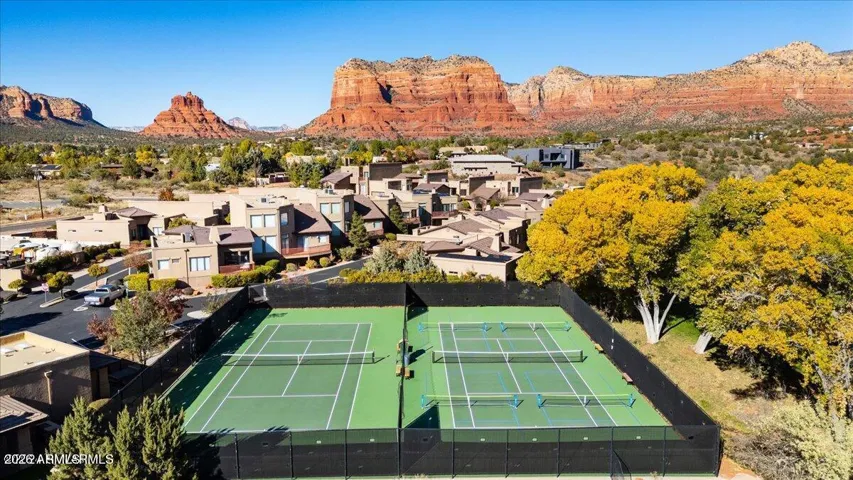 There are two hard tennis courts and a pickleball courts open to the public. Reservations are recommended, and fees may apply for use.