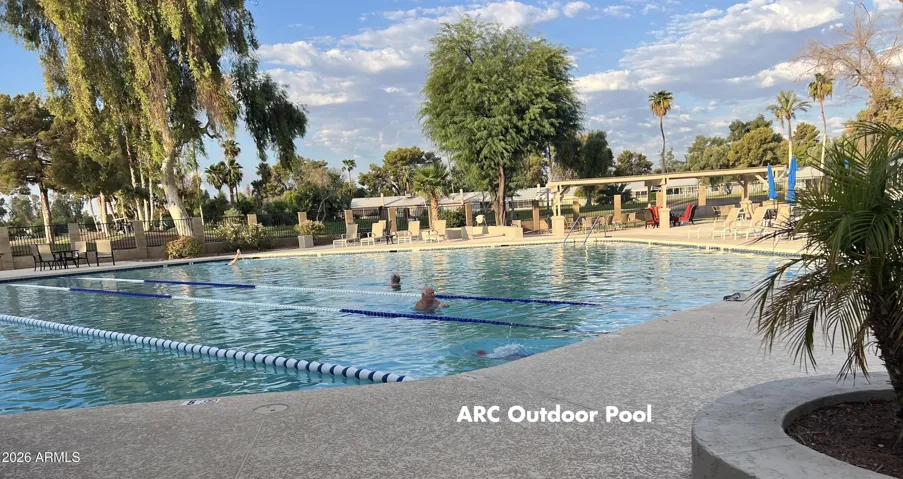 Community outdoor pool that offers classes