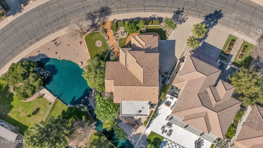 Aerial view of home on corner lot