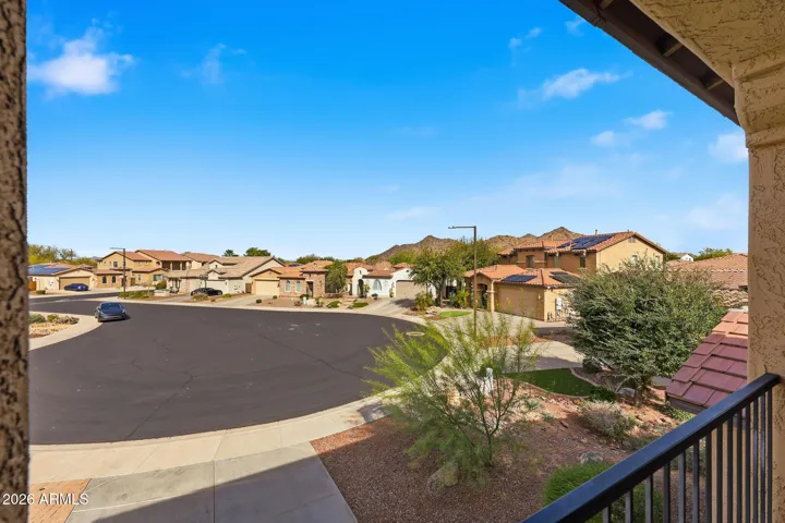 View off private deck overlooking cul-de-sac. Mountain views!