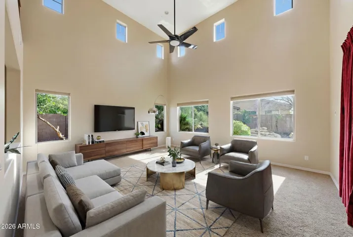 Family room area staged
