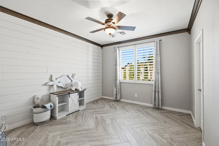 This bedroom has a walk-in closet