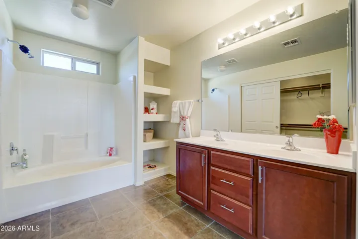 Master Bathroom with Dual Sinks & Lots of Storage.
