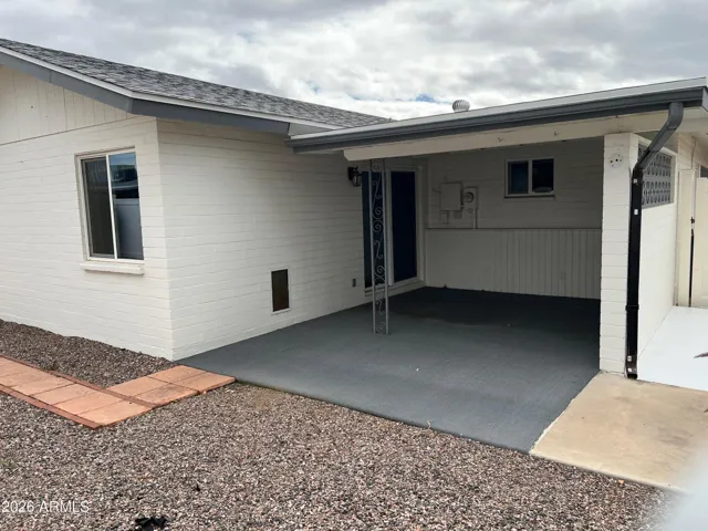 Rear Patio view area with sun shed.
