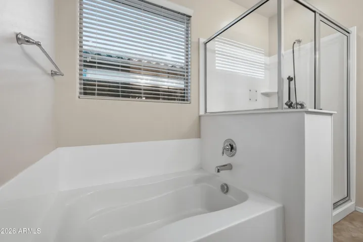Walk-in shower and stand alone tub in primary bath